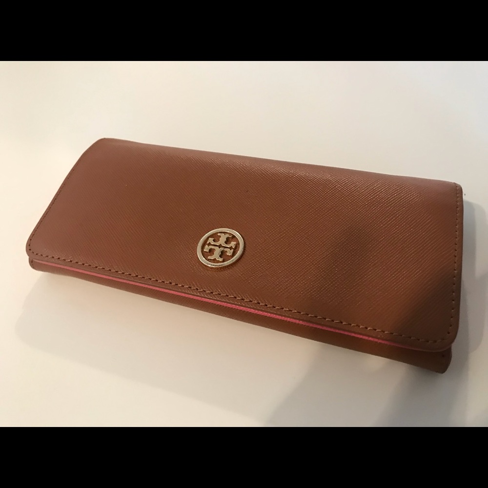 Tory Burch Brown and Pink Robinson Wallet